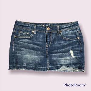 Aeropostale Distressed Denim Mini Skirt 8